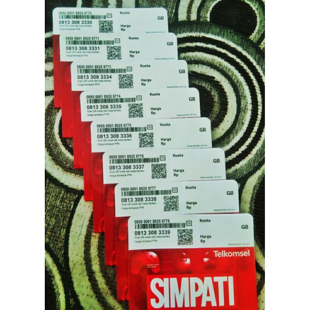 SIMPATI 11 DIGIT NOMOR SUPER TRIPLE 333x 3330 3331 3334 3335 3336 3337 3338 3339
