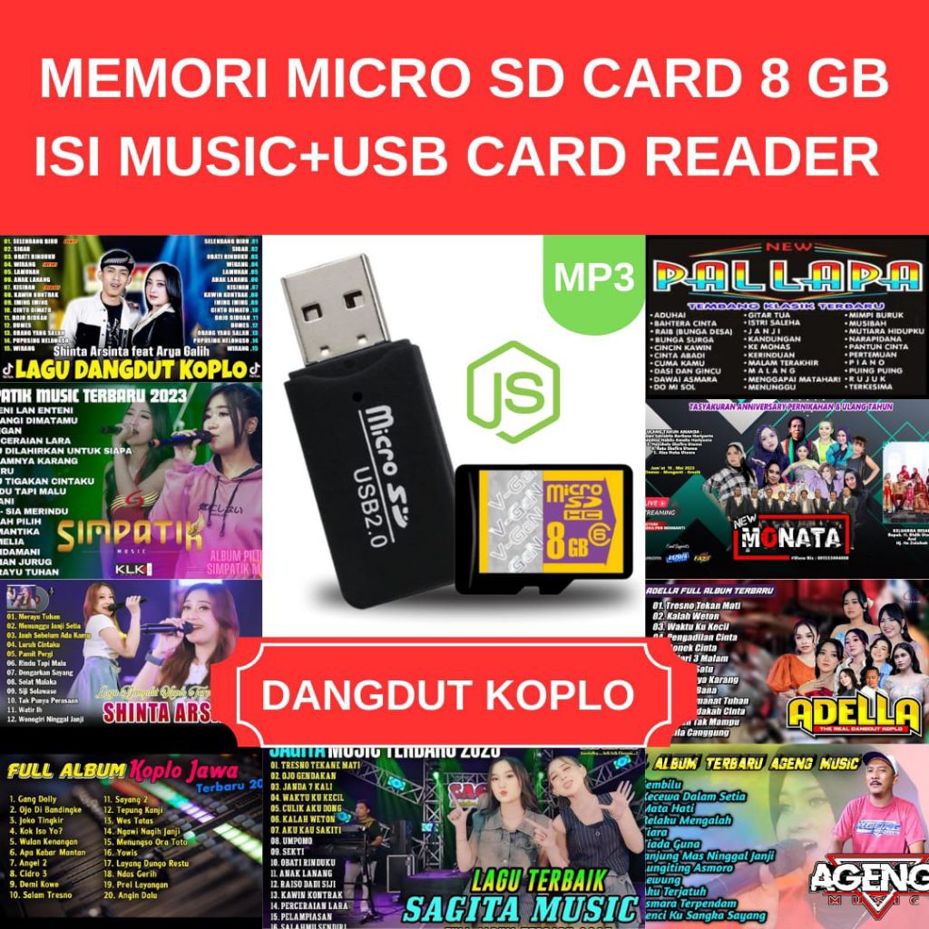 IS (DANGDUT KOPLO) MEMORI 8 GB MICRO SD CARD ORI+USB CARD READER