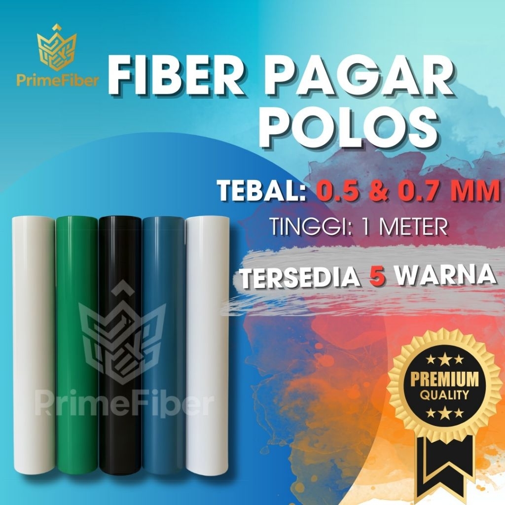 Fiber Pagar Polos -  Ketebalan 0.5mm 0.8mm | 5 Warna Lengkap | Fiber Plastik Penutup Pagar Murah Pre