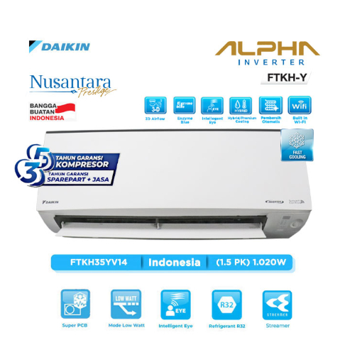 Produk Baru AC Daikin Alpha Inverter 1,5 PK FTKH35YV14 Daikin Nusantara