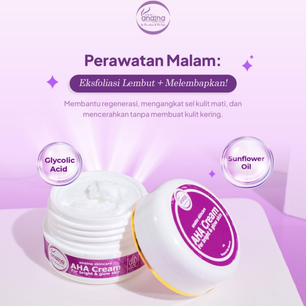 ( BISA COD) Aha Cream Anaina Skincare Cream Siang Pencerah Untuk Kulit Kusam Dan Flek