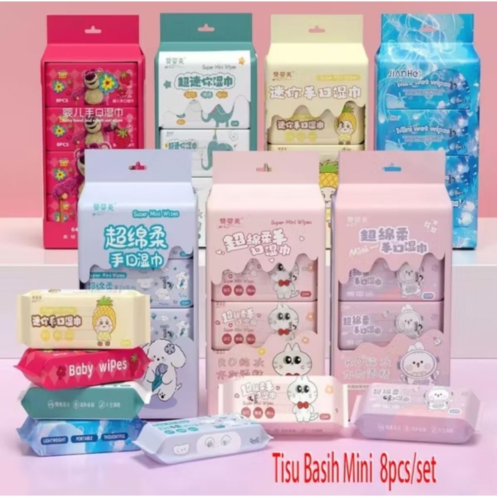 Tissue basah mini/Tissue basah pocket/Tissue basah travel pack/Tissue basah non alkohol/Tissue basah