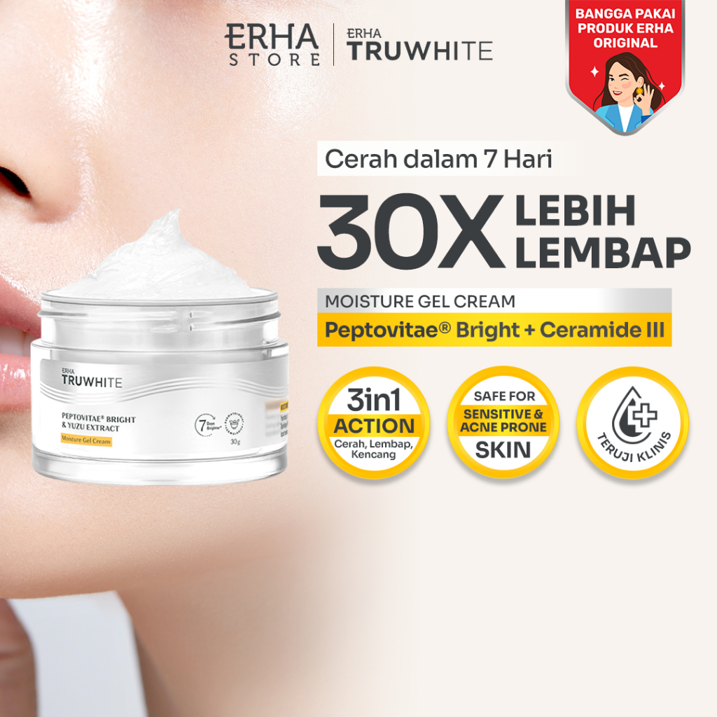 ERHA Truwhite Peptovitae® Bright,  Yuzu Extract & Niacinamide Moisture Gel Cream - 30 g I Brightenin
