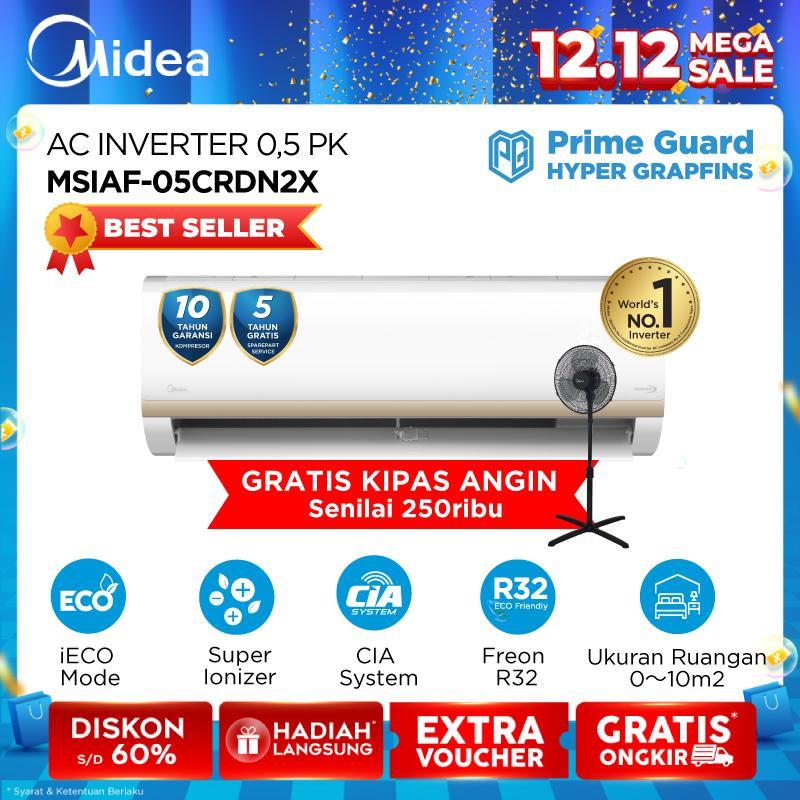 [TURUN HARGA] Midea AC Inverter 1/2 PK MSIAF-05CRDN2X (Unit Indoor & Outdoor) - XtremeSave - Watt Co