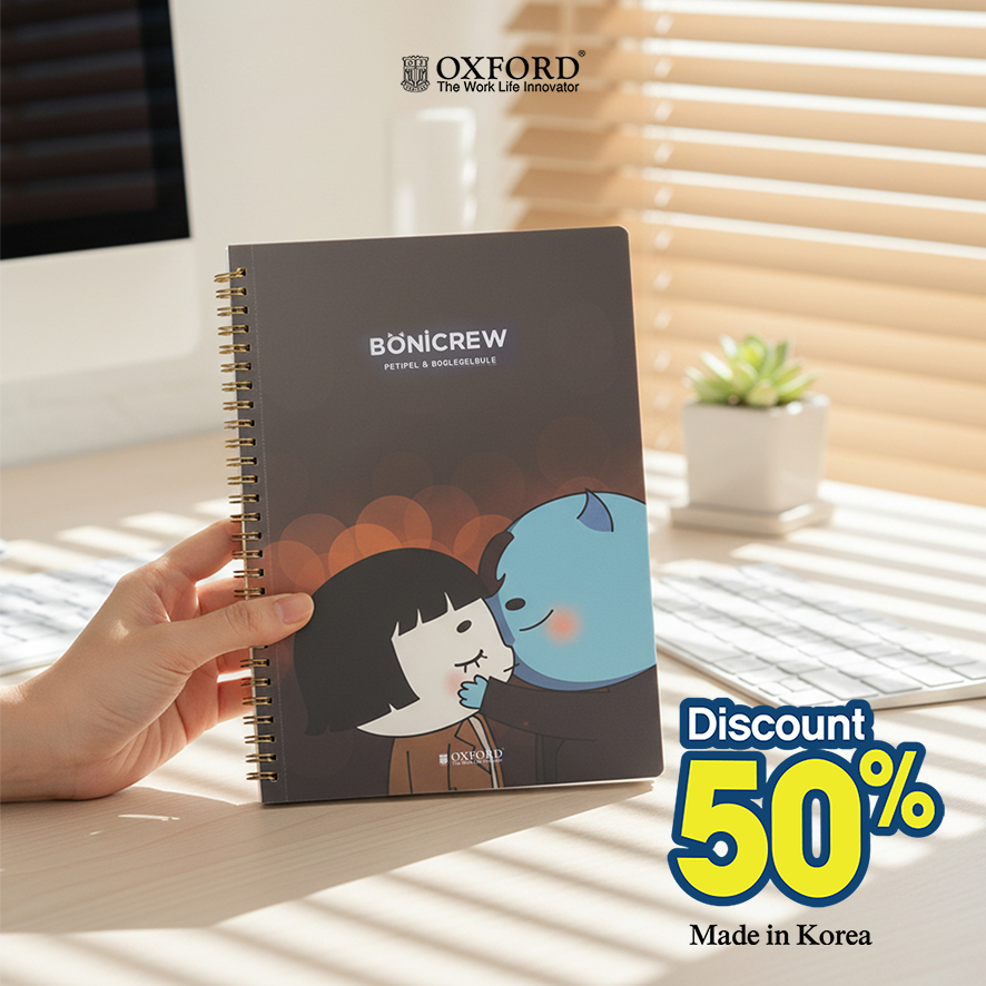 Oxford Notebook Bonicrew Spiral Ukuran B5 80 Lembar - Buku Tulis B5 Korea