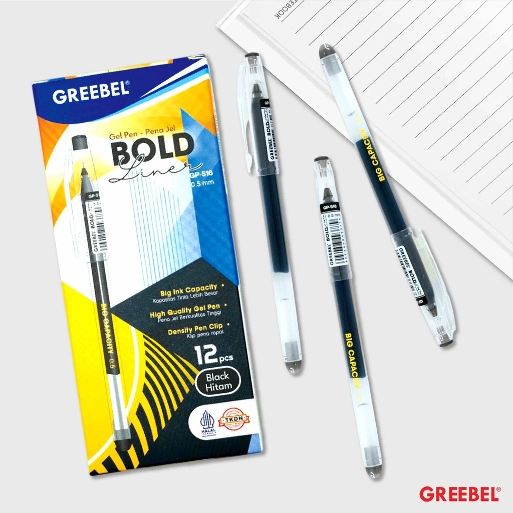 3 PCS PULPEN GREEBEL BOLD LINER GP-516 0.5MM PULPEN GEL TERMURAH
