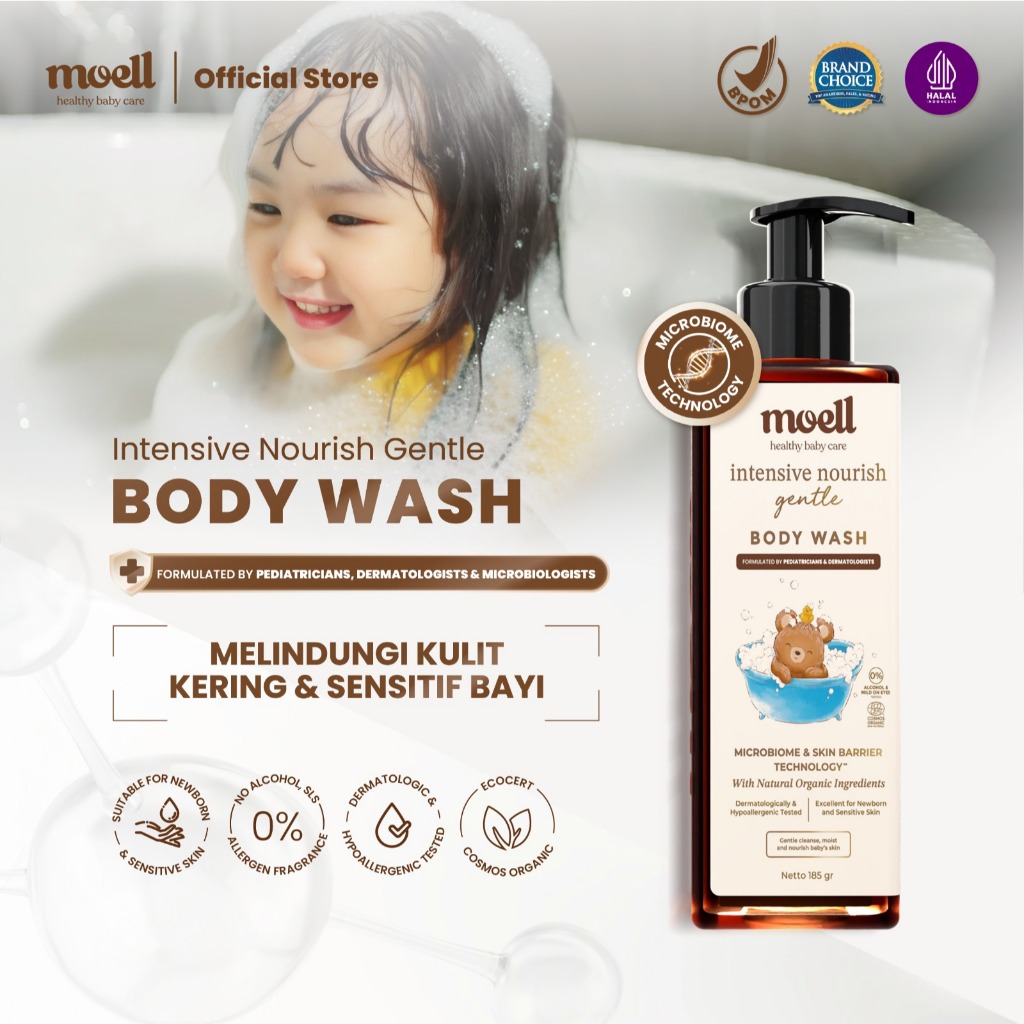 Moell Intensive Nourish Gentle Sabun Mandi Bayi Anak 185gr Kulit Kering dan Sensitif - Tanpa SLS & A