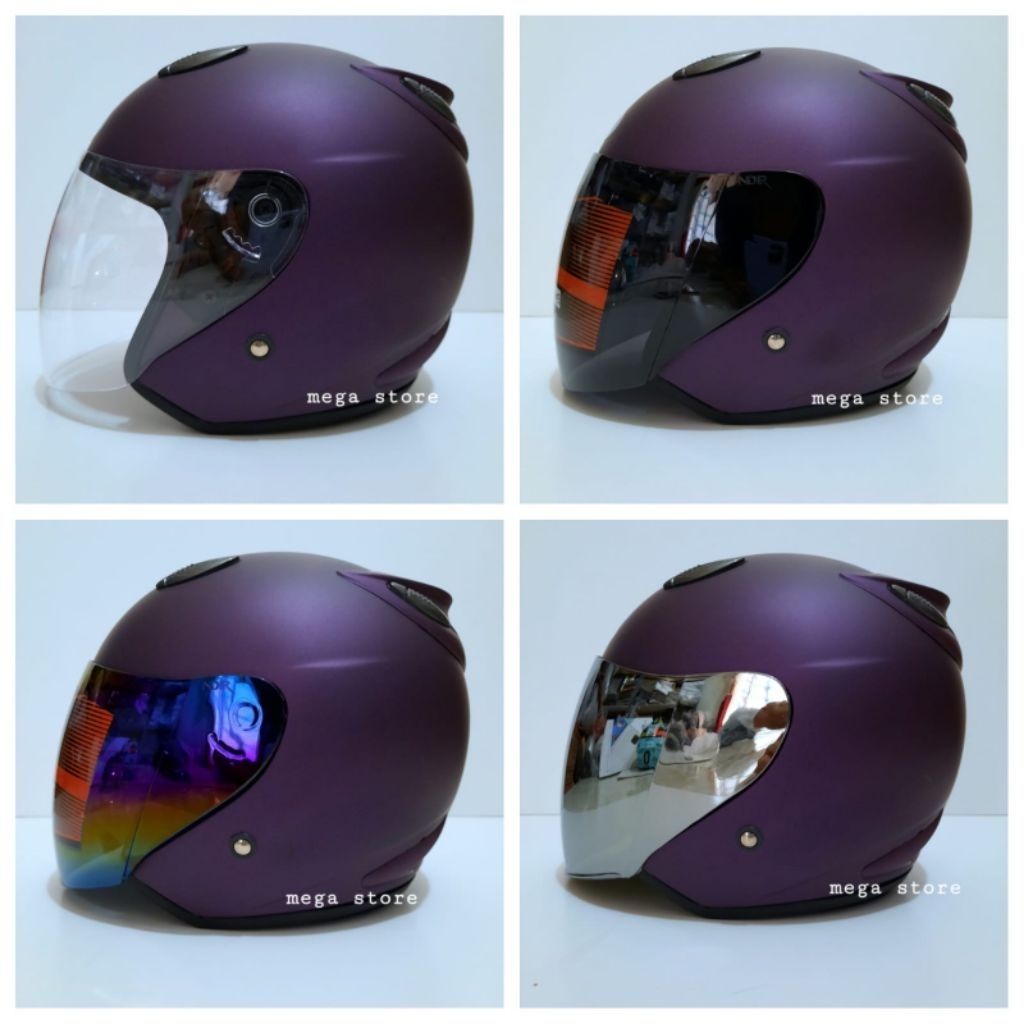 helm half face centro ungu doff original vry