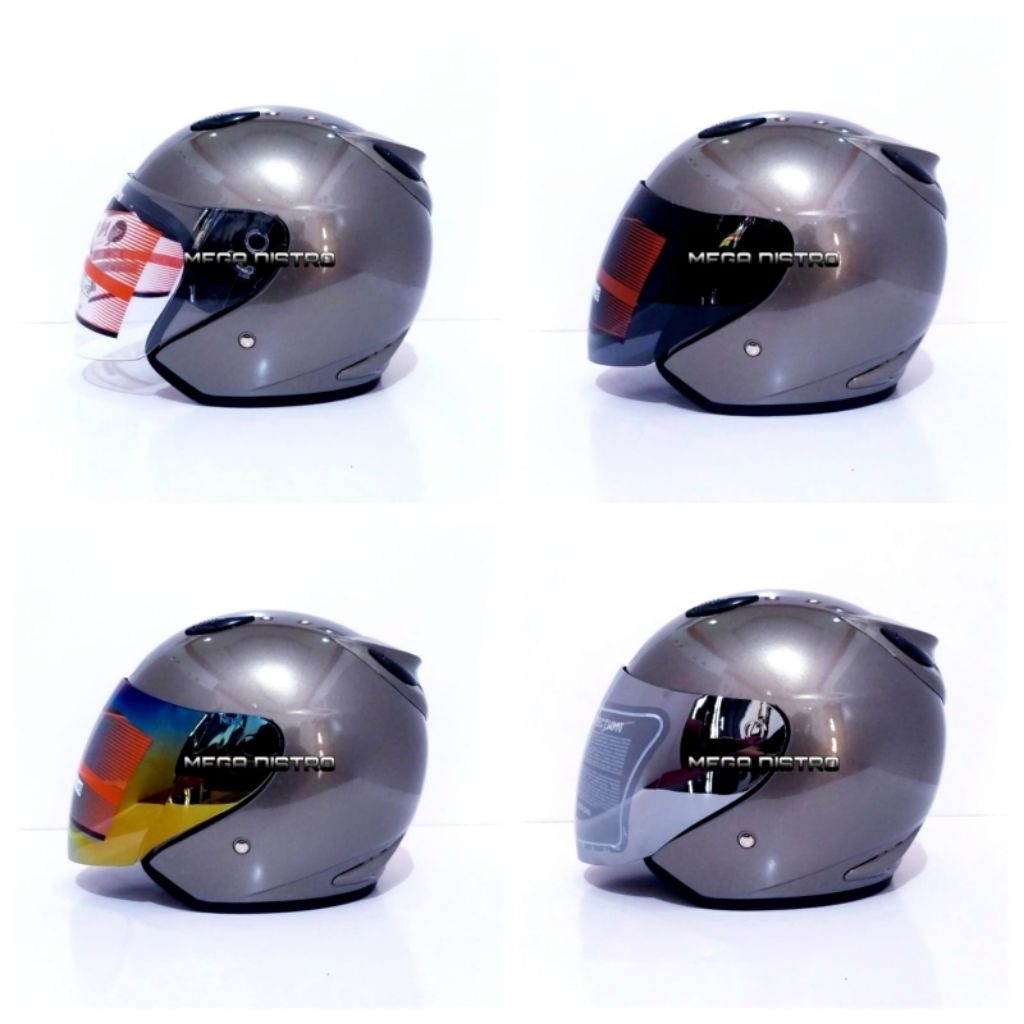 Helm half face model centro  abu-abu original vry