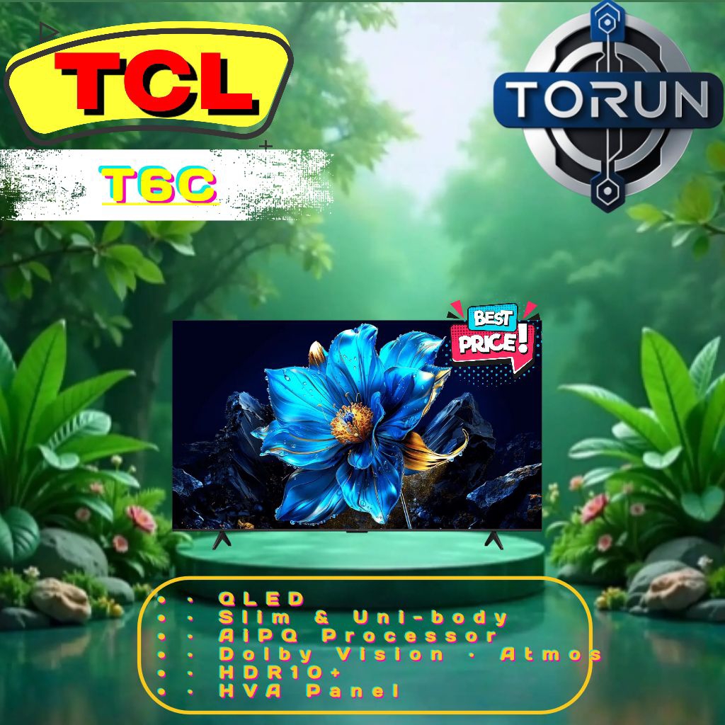 TCL Next Gen QLED 43 inch T6C - 4K Google TV - HVA Panel - HDR 10+ - Dolby Vision & Atmos - Google A