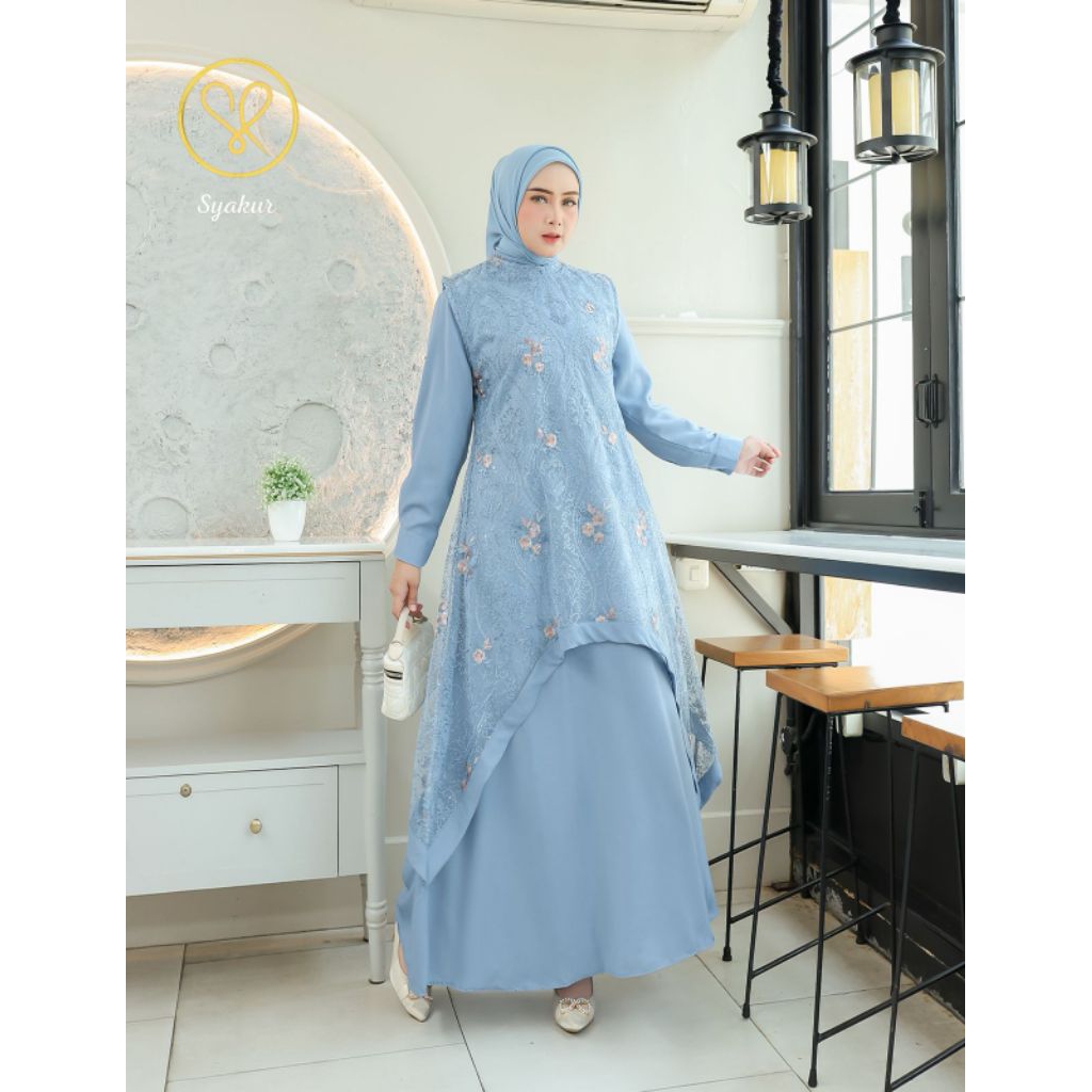 New Collection Gamis Tile Bordir Flower by Syakur Collection