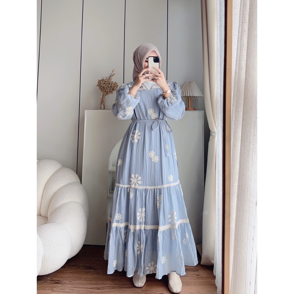 CANDY LADY Vorie Flower Import Maxi / Gamis Wanita Terbaru Dress Kondangan Gamis Lebaran Premium Bes