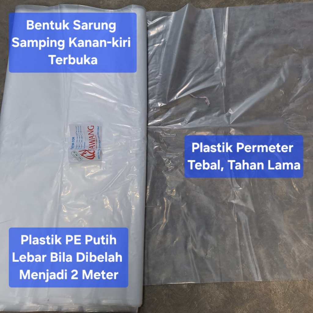 Plastik PE Putih Meteran / Plastik Cor Bening Meteran Tebal / Plastik Meteran Bentuk Sarung