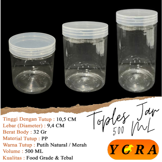 Toples Jar Silinder 500 ML 750 ML 1000 ML / Toples Kue Nastar / Toples Kue Kering / Toples Plastik /