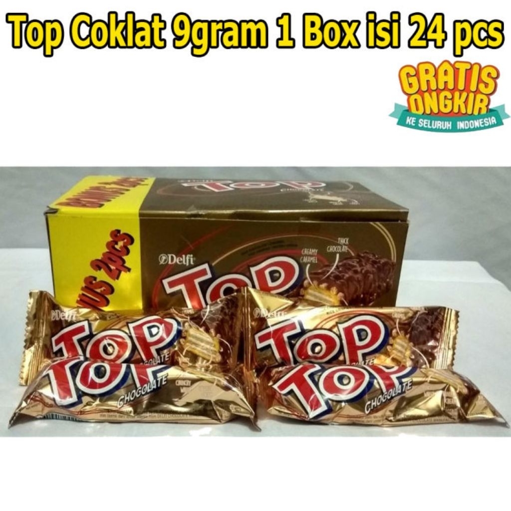Wafer Delfi Top Coklat Chocolate Triple Cokelat 24 pcs BOX Kotak