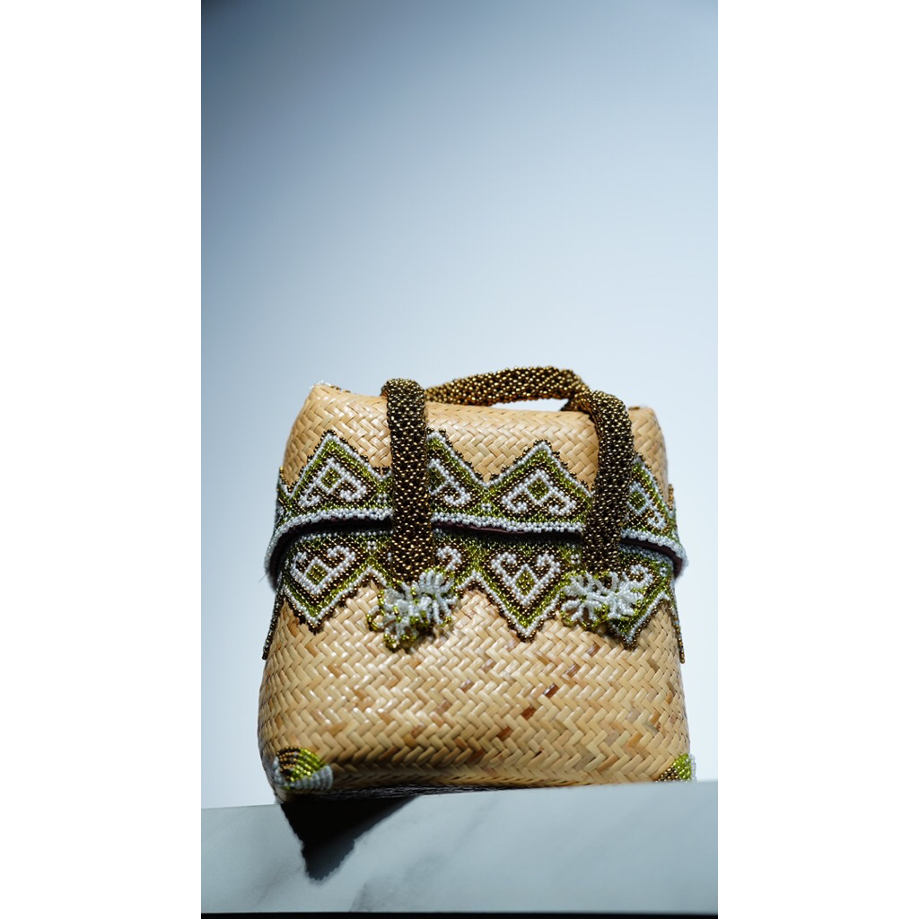 Tas Dayak Kaban Mung Beans | Handbag Etnik Kalimantan | Tas Dayak Kalimantan | Tas Rotan Manik Kalim