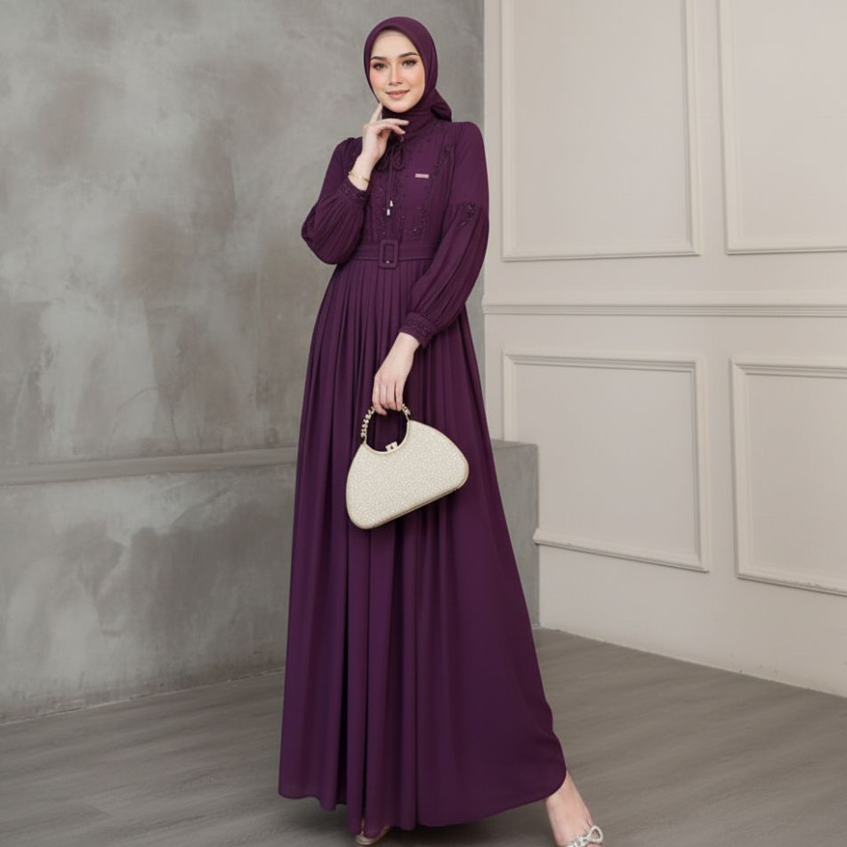 Gamis Lebaran 2026 Model Gamis Terbaru Khalisa Ceruty Babydoll Dress Wanita Baju Kondangan Simple
