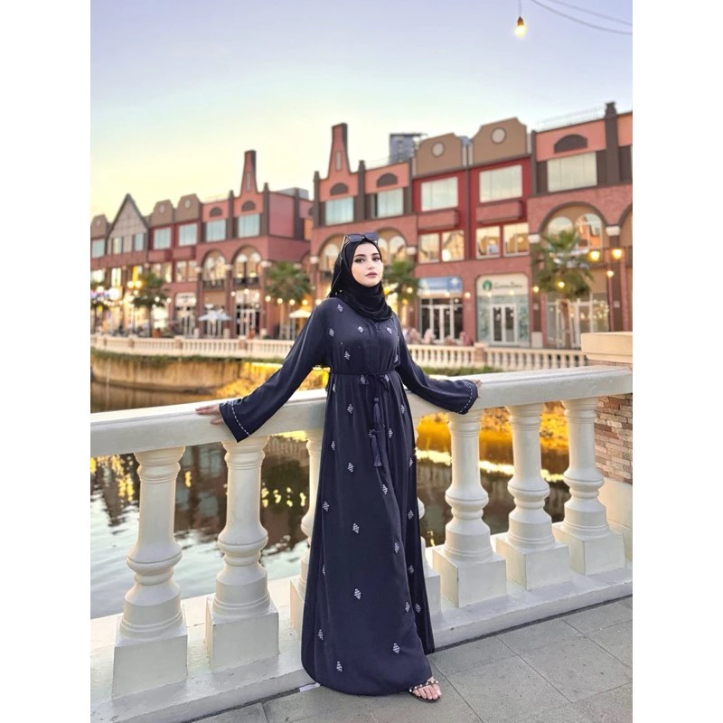 Abaya Aghnia Fursan Mewah Dengan Crystal Dan Belt Dress Gamis Formal Elegan Fashion Wanita Muslim Mo