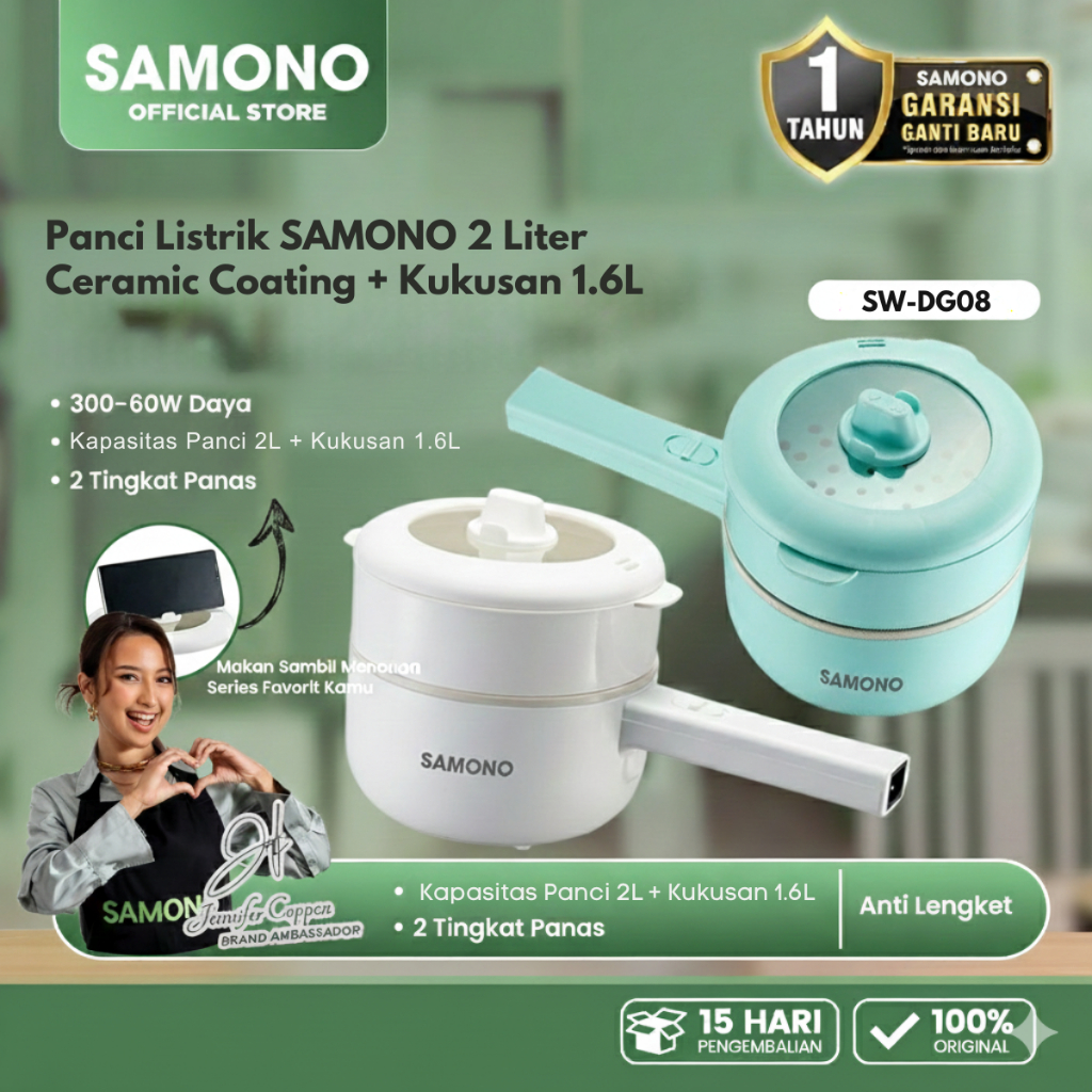 SAMONO Panci Listrik Phone Holder Anti Lengket alat dapur alat masak alat masak listrik panci mpasi 