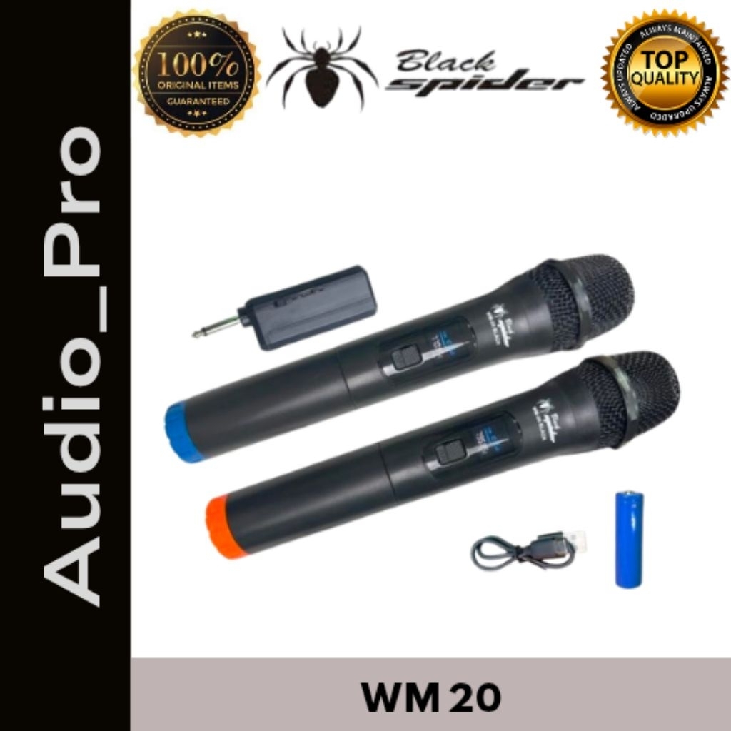 Mic Wireless Black Spider WM 20 | Mic Charger WM 20 BlackSpider anti Feedback