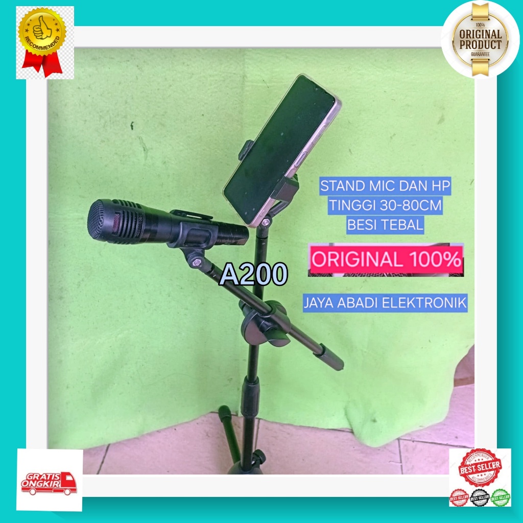 A200 STAND HANDPHONE GANTUNGAN UNIVERSAL H75 STAND MIC PENDEK KAKI TIGA 46 - 81 CM ORI 100% HOLDER H