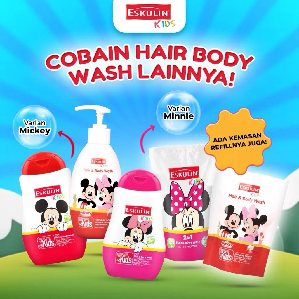 Eskulin Kids Hair & Body Wash Shampoo & Sabun Mandi Anak