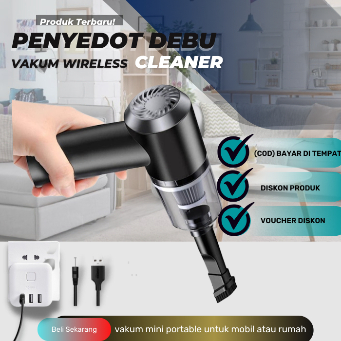 Penghisap Debu Mobil Rumah Sudut Ruangan Vacuum Wireless Portable Mini
