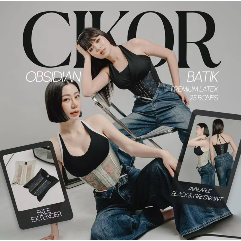 (NEW) KORSET CIKOR OBSIDIAN BATIK LATEX 25CM