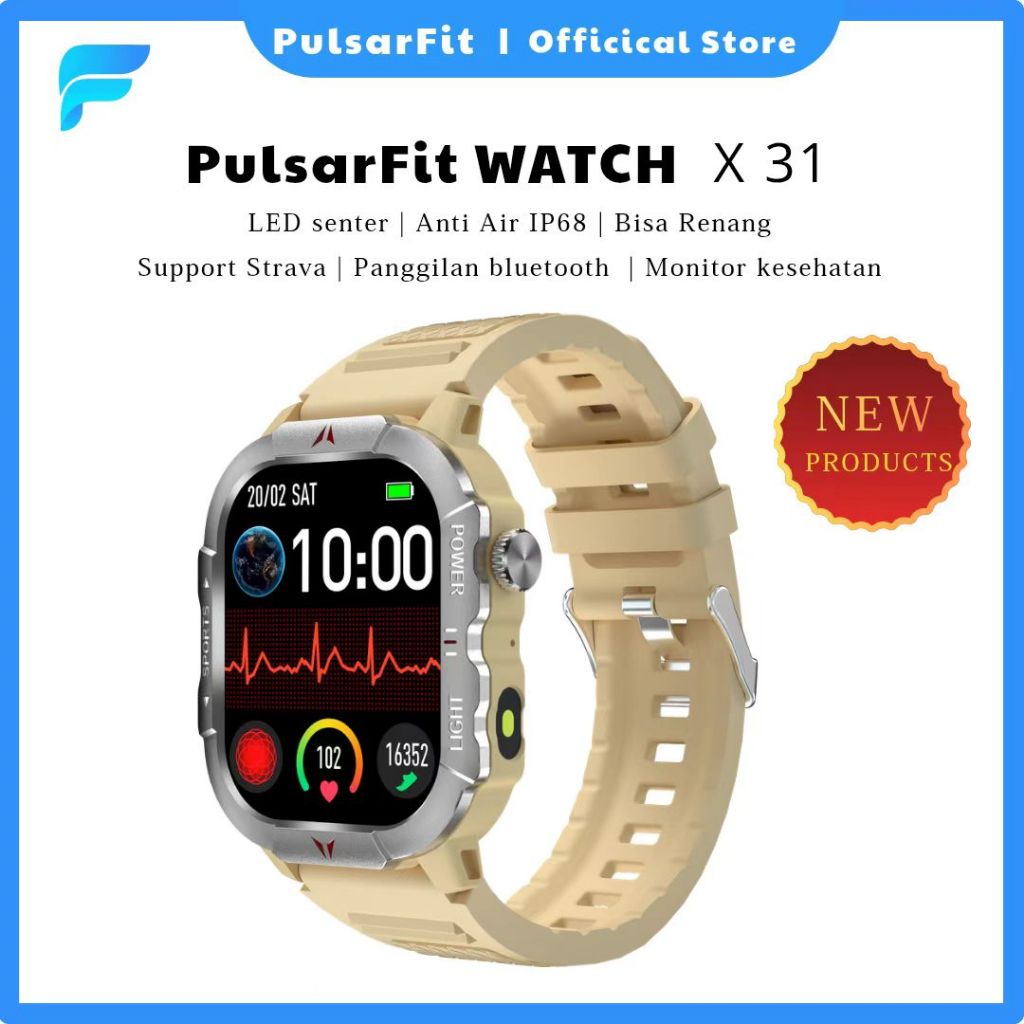 PulsarFit X31 jam smartwatch tangan tahan air pria   Tangan Pintar Olahraga IP68 Tahan Air Panggilan