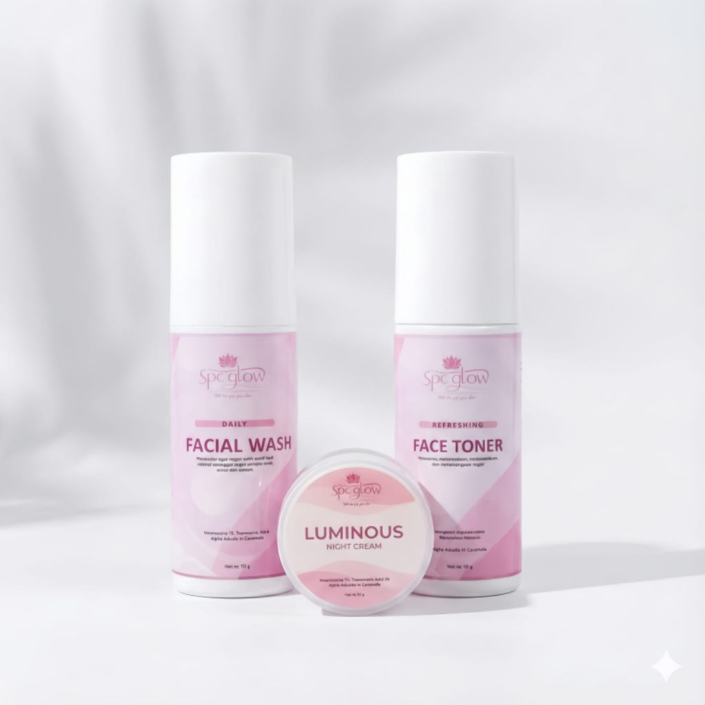 SPC Glow Paket Cream Flek Whitening isi 3 Facewash, Toner, Night Cream