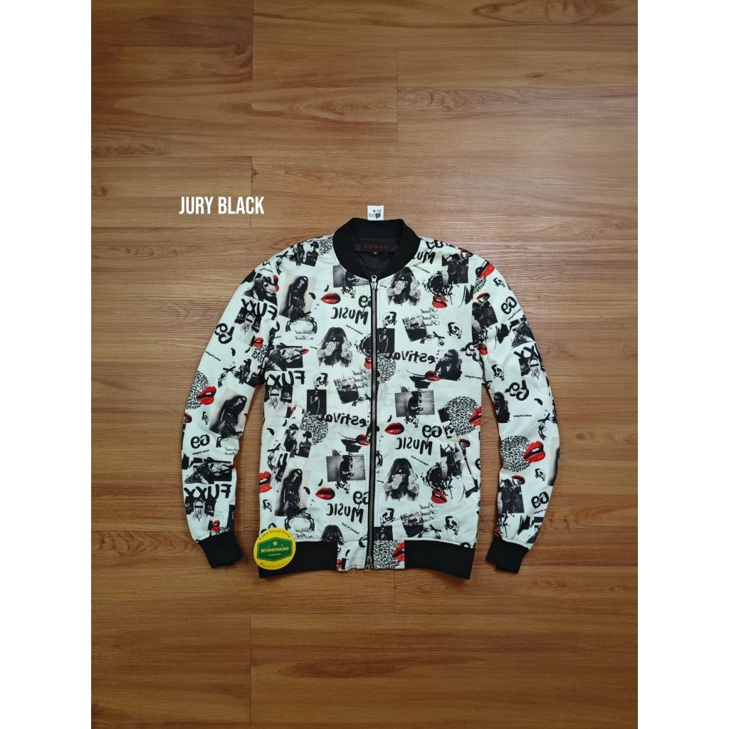 jury black casual bomber AOP jacket