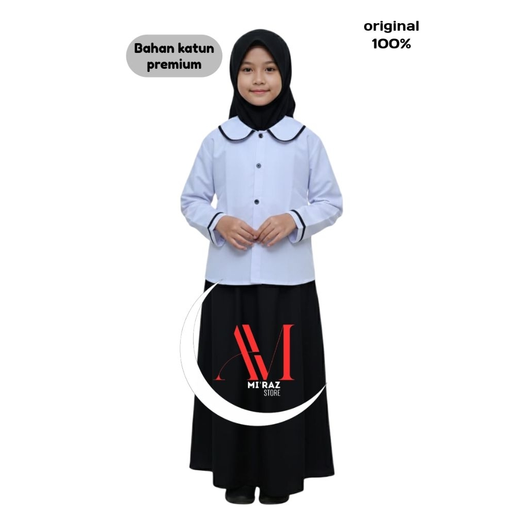 Baju Hitam Putih Anak Perempuan Muslim Tk Sd Terbaru