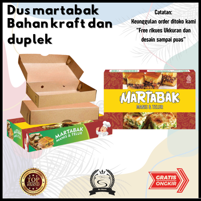 Dus martabak packaging martabak bahan terbaik duplek kraft laminasi dus martabak custom