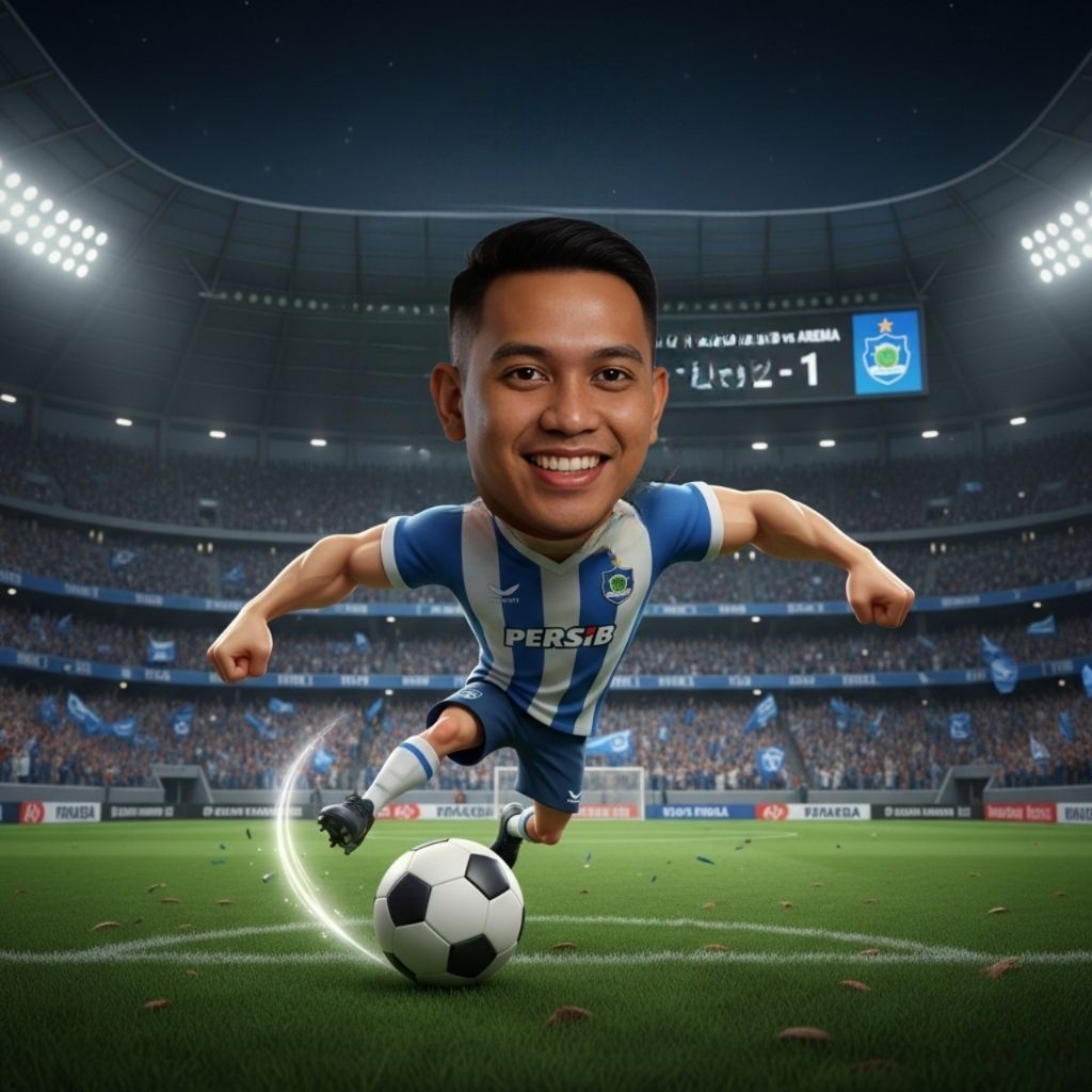 Jasa Edit Foto | Jasa 3d Karikatur Realistis HD - Karikatur Sepak Bola Persib