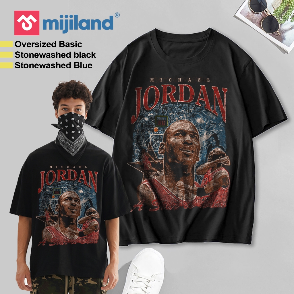 MIJILAND jordan kaos oversize washed gaya vintage unisex