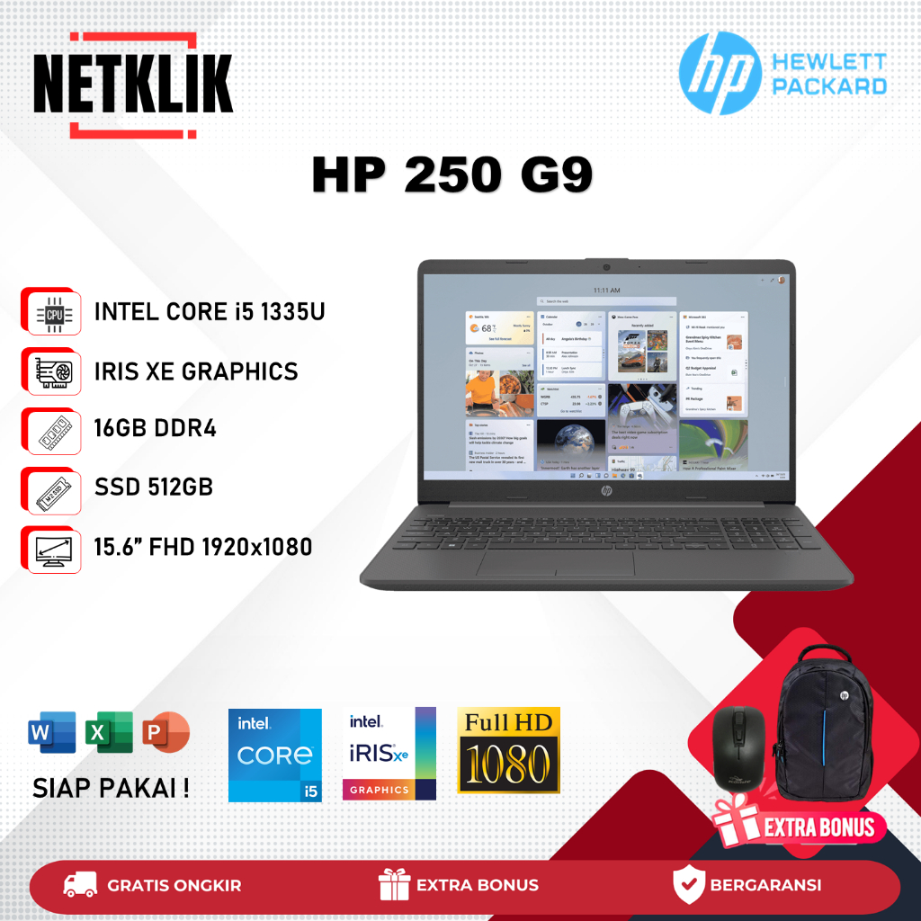 Laptop HP 250 G9 Intel i5 1335U RAM 16GB 512GB SSD FHD IPS WIN11 Dark Grey