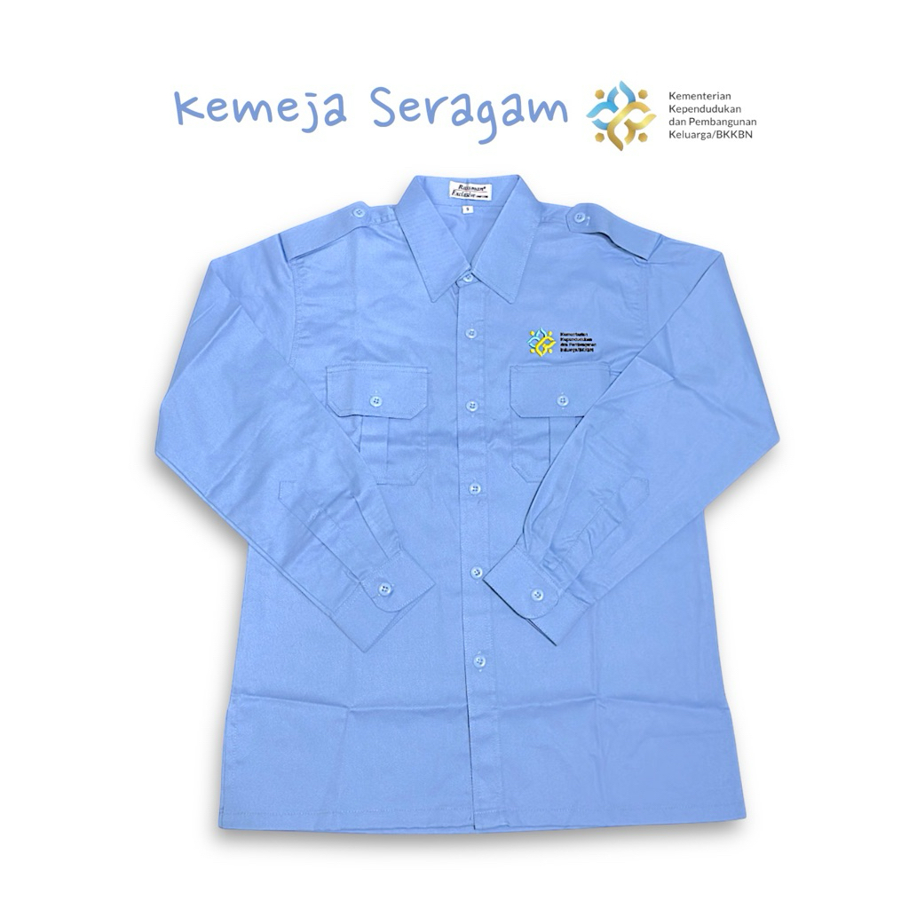 Seragam BKKBN Kemeja KEMENDUKBANGGA/BKKBN 2025 – Model Terbaru | Baju Dinas PDL BKKBN dengan Saku Tu