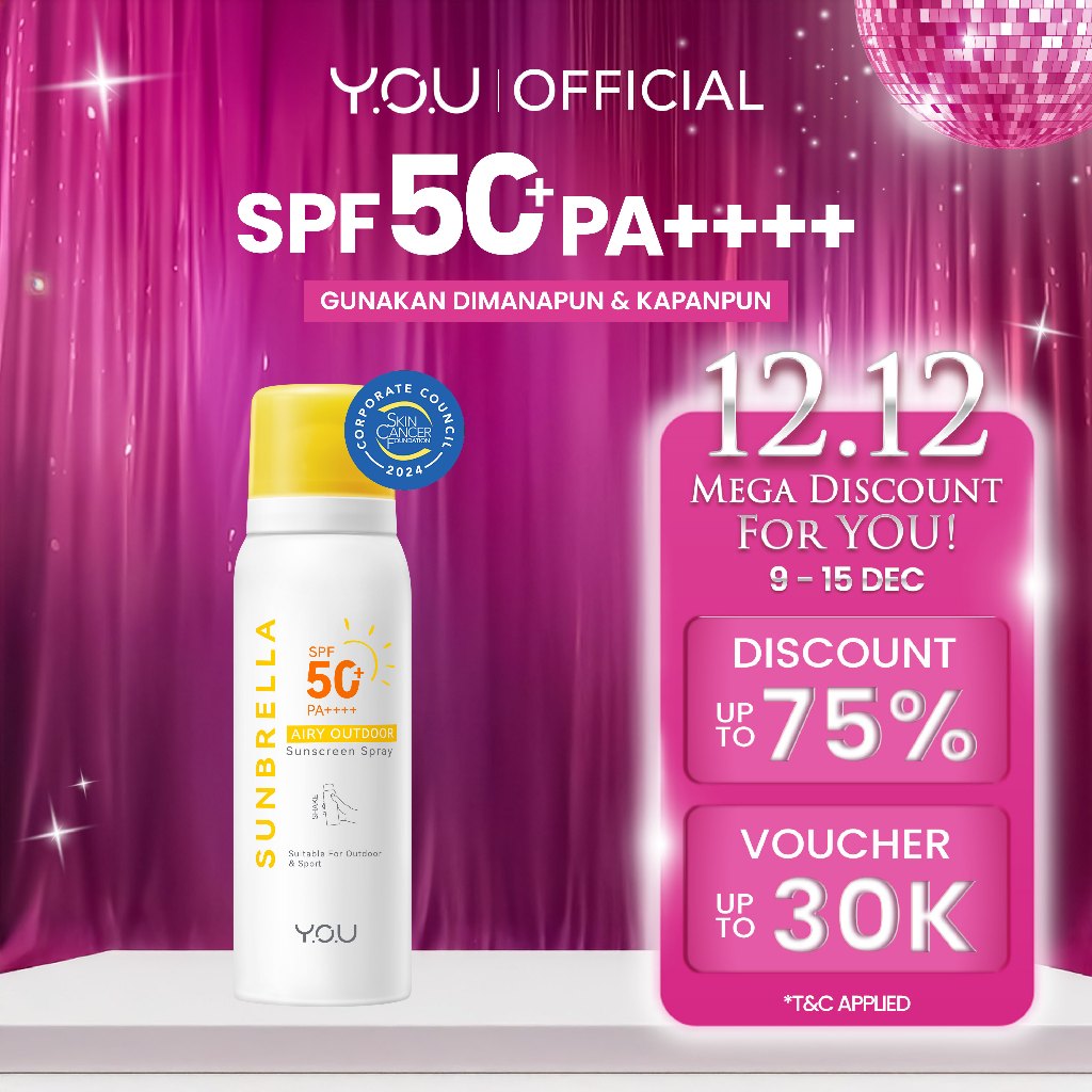 YOU Sunbrella Airy Outdoor Sunscreen Spray SPF50+ PA++++ Tabir Surya Mist Sweatproof and Waterproof 
