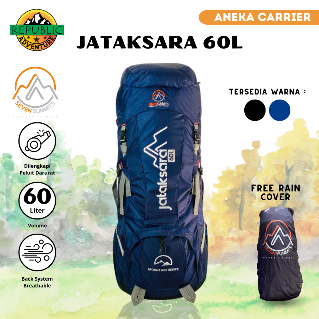 Carrier Seven Summits Jataksara 60L Tas Hiking Travel Backpack Ransel Gunung Travelling Outdoor