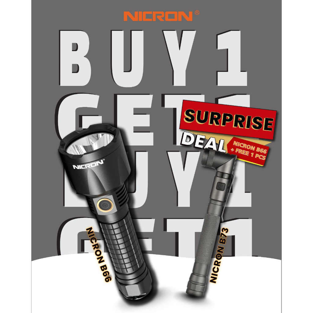 [BUY ONE GET ONE] Nicron B66 Flashlight Tactical 4300 Lumen | Super Bright Beam Distance 400 Meter  