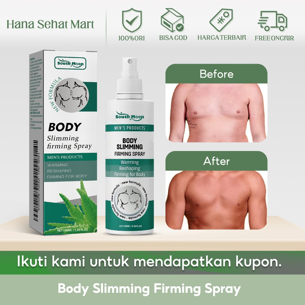 South Moon Body Slimming Firming Spray 100ml Semprotan Peningkat Otot Dada Pria Membakar Lemak Payud