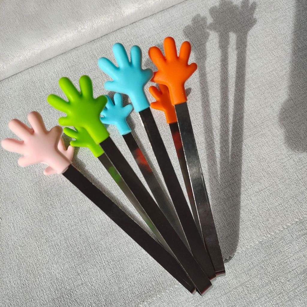 Penjepit Bento BBQ Makanan Karakter Tangan Tong Penjepit Kecil Serbaguna Motif Tangan