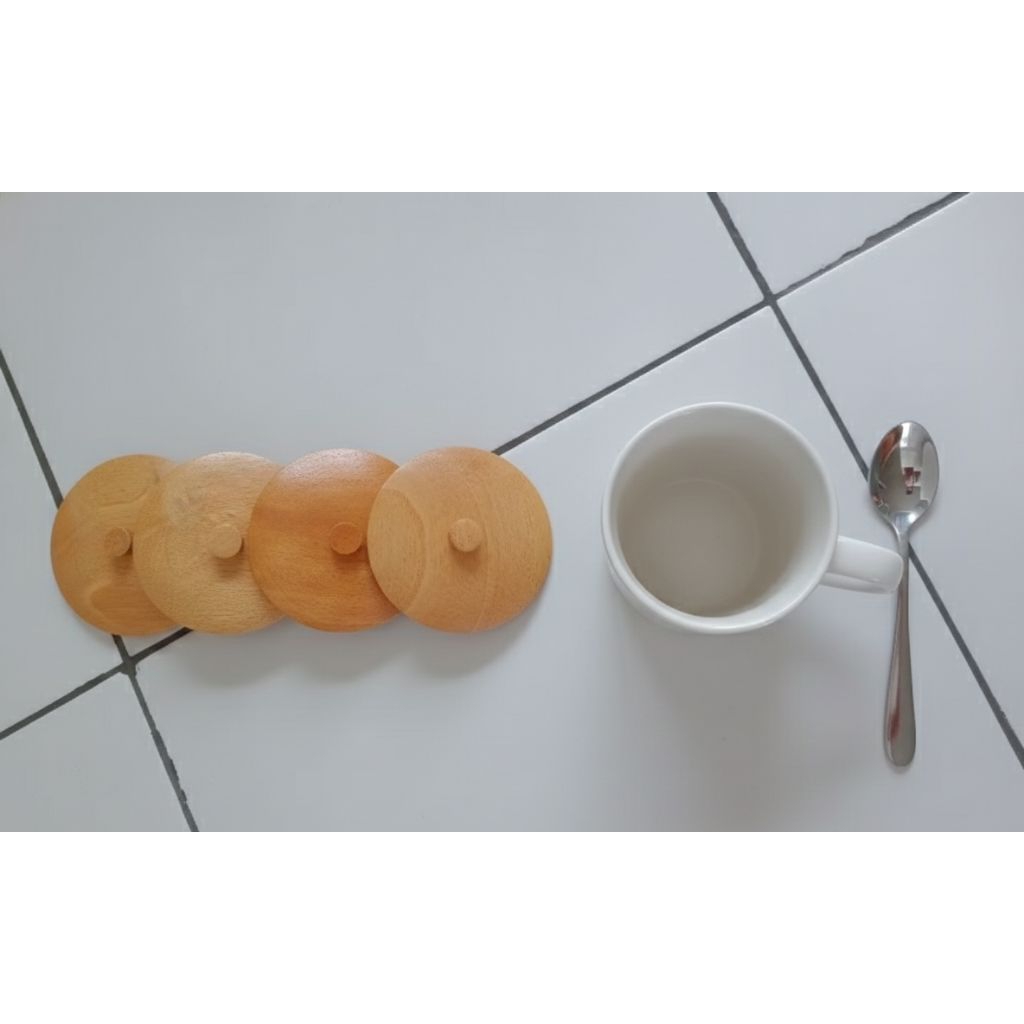 TUTUP GELAS KAYU MAHONI 10 CM TUTUP GELAS KAYU MAHONI