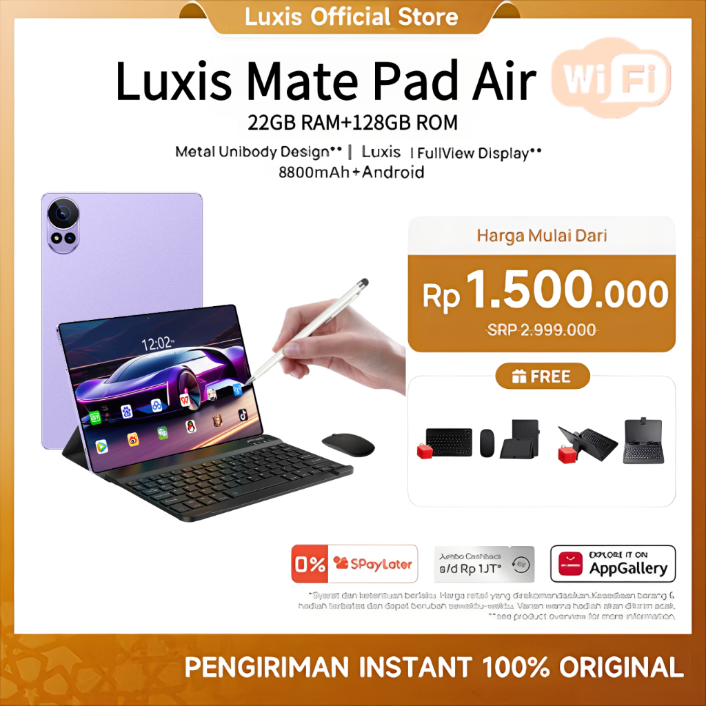 [Free+Keyboard Mouse] Luxis Tablet Mate Pad Air WiFI (22GB+128GB)Android15 |11.6inch"lPS Screen Tabl