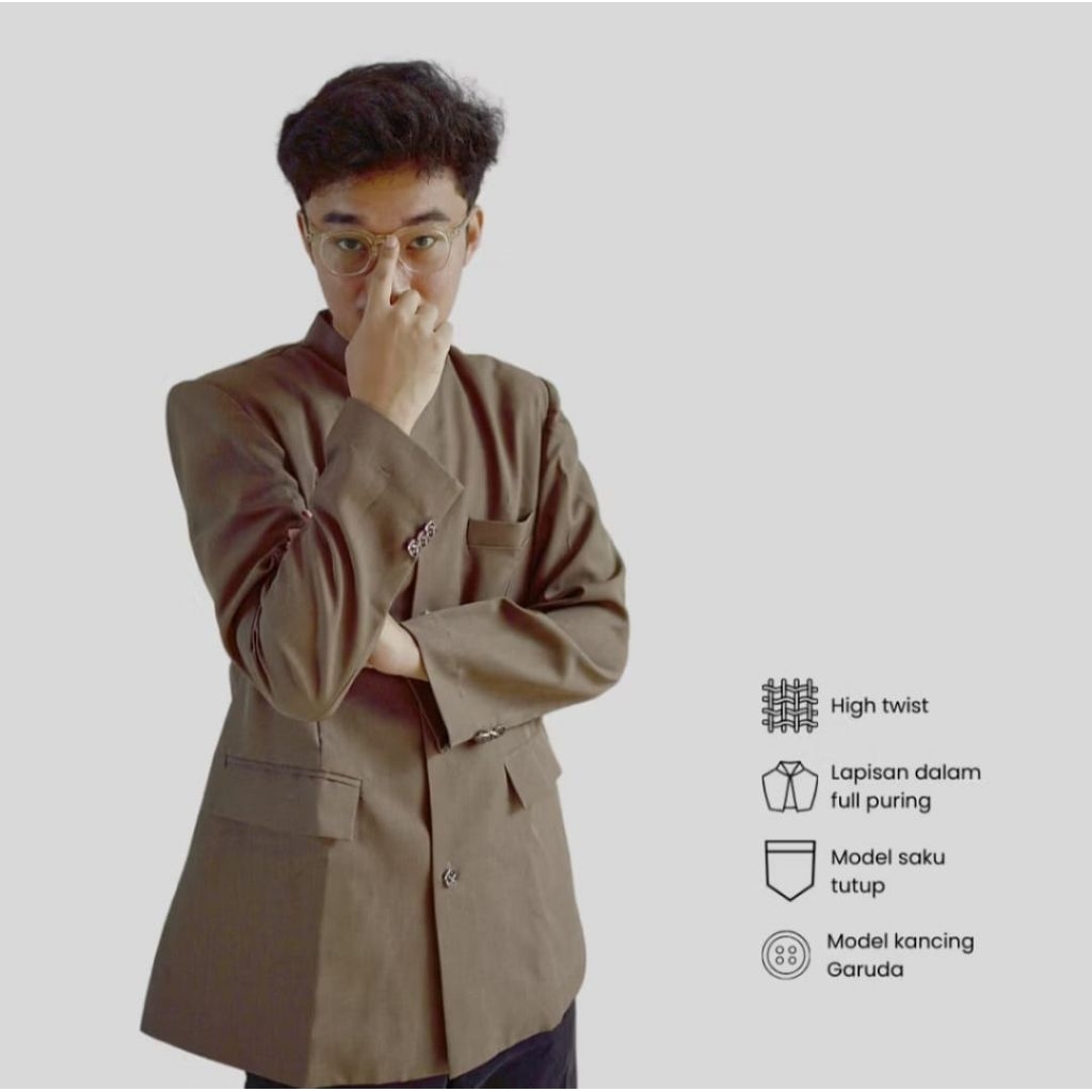 Bescap Jas Koko Pria Coklat Milo Polos Saku Tutup  Formal Informal S-XXL