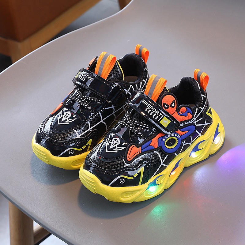 Sepatu Sneakers Anak Laki Laki LED Menyala Sekolah FREE BOX Untuk Umur 6 Bulan Sampai 5 Tahun Q - 24