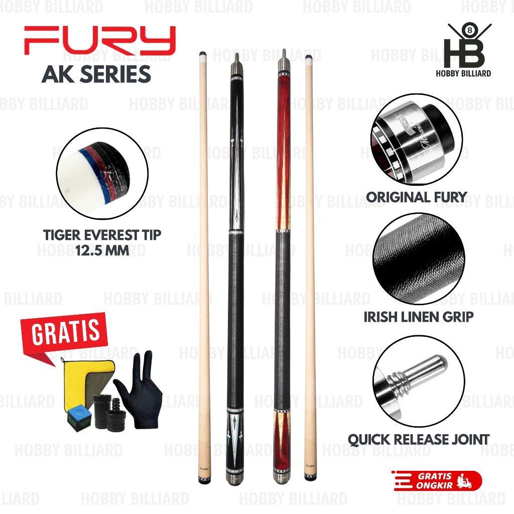 Fury AK Series AK1 AK2 Stick Billiard Cue Stik Biliar