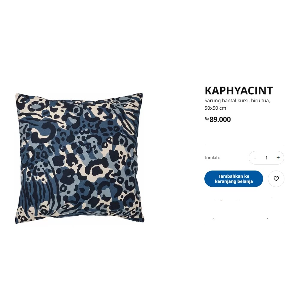 IKEA Sarung Bantal Sofa Kursi Biru Tua 50x50 cm
