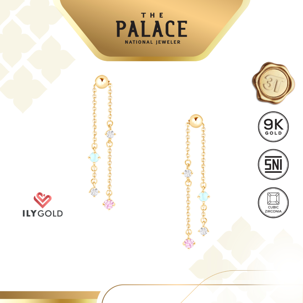 ILY GOLD Spectrum of Pink Beach - Adjustable Drop Earrings / anting