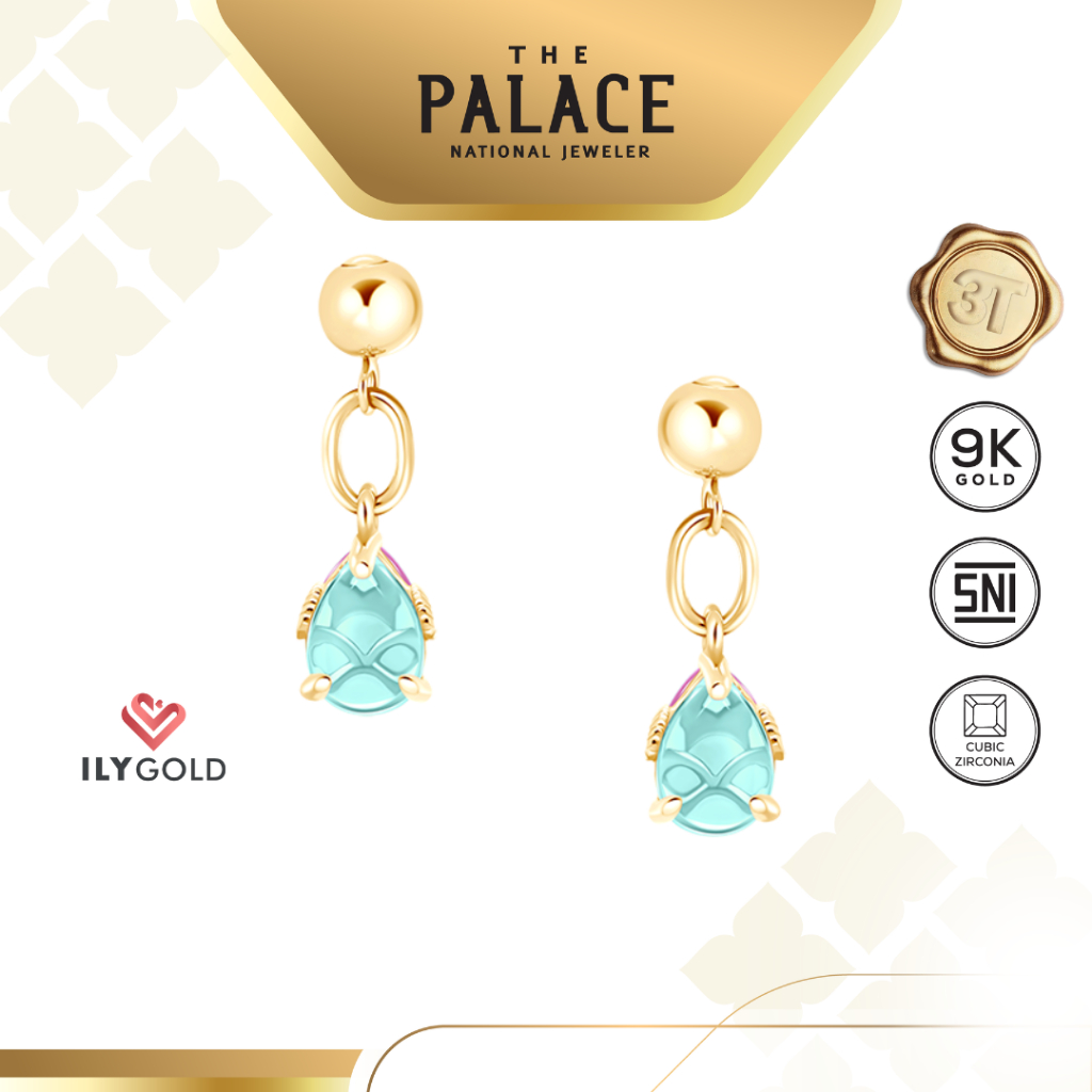 ILY GOLD Spectrum of Pink Beach - 2in1 Teardrop Earrings / anting
